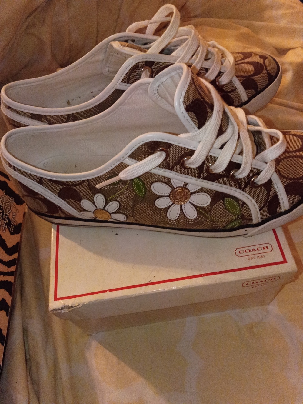 Coach Women's Brown Signature Canvas Daisy Sneakers